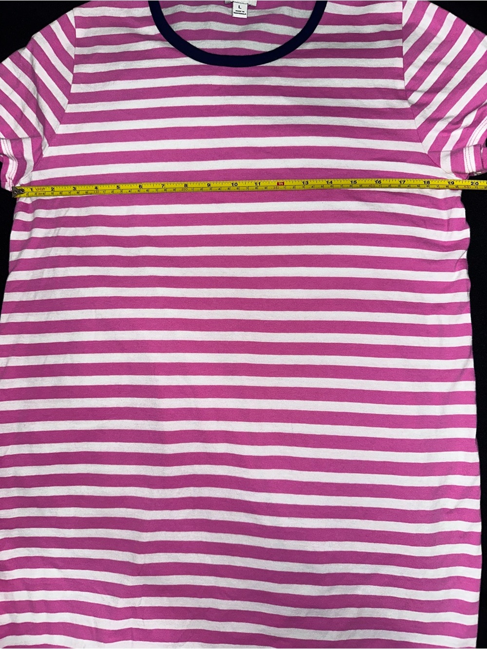 J.Crew Factory Striped Pink & White T-shirt Dress with Navy Trim ladies large - Picture 5 of 5